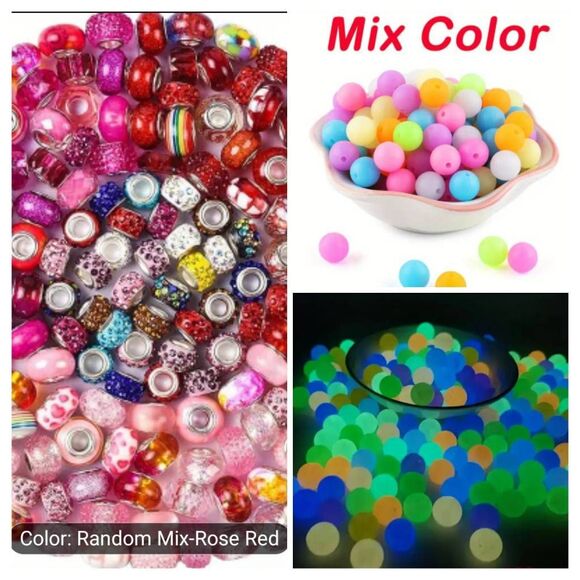50pc Surprise glow in the dark & eauropean mixed beads - Picture 1 of 4